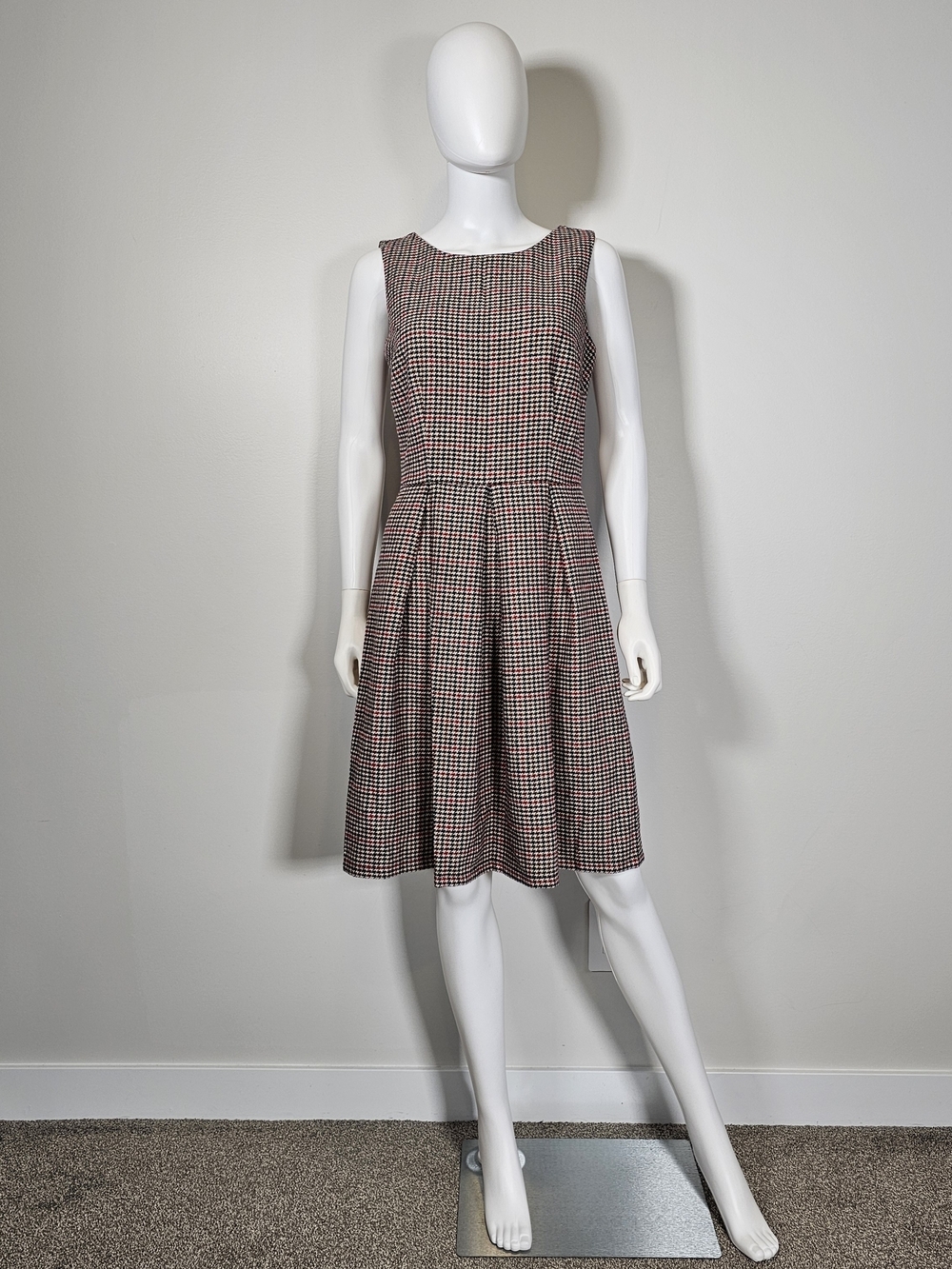 Gal Meets Glam Brown, Black & White Houndstooth Midi Dress Sz 8
